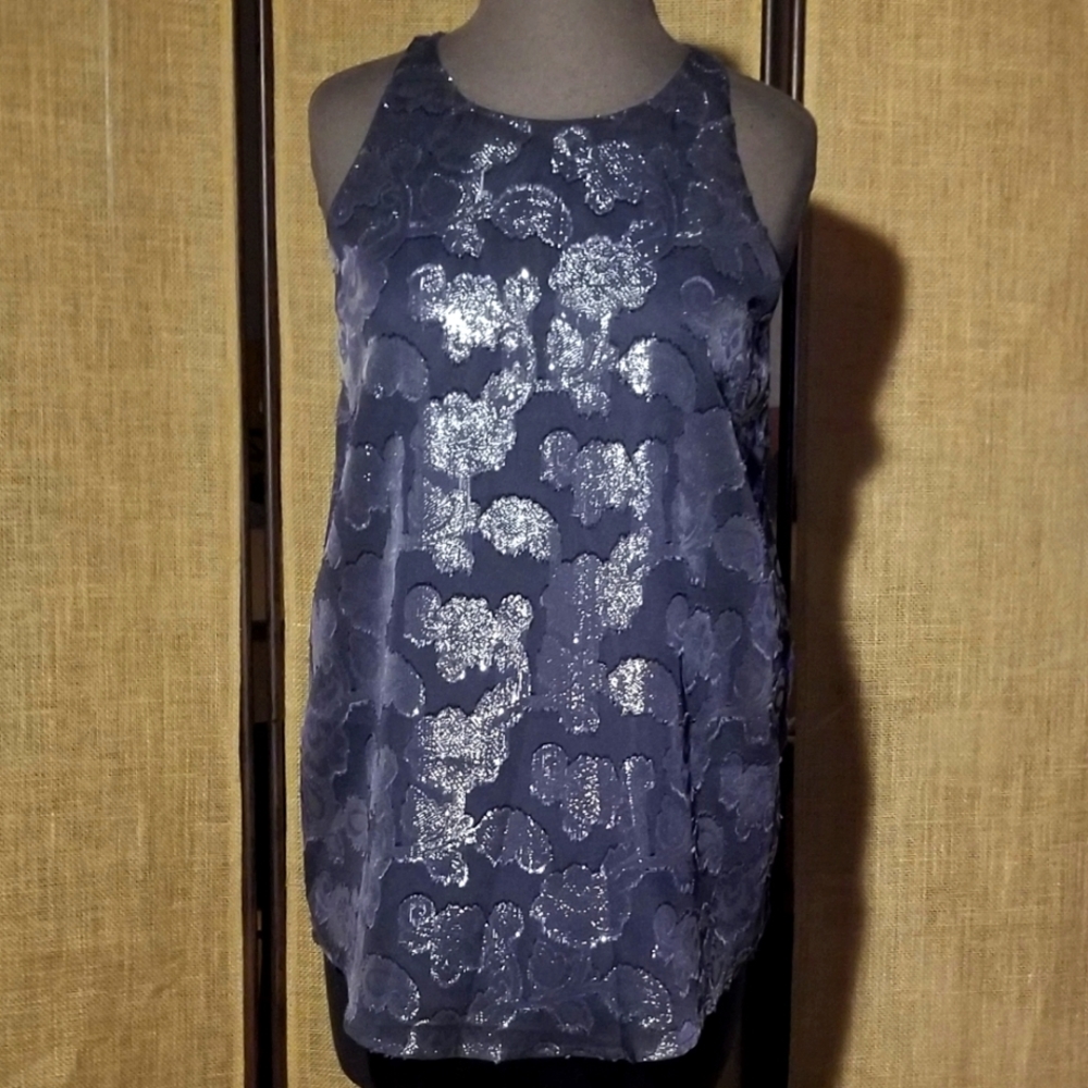NWT Kenar Blue Shimmering Sleeveless Tank, Size Small - Picture 1 of 7